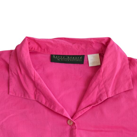 Harvé Bénard Hot Pink Sleeveless Button-Up Top Size XL 100% Cotton - Picture 3 of 4